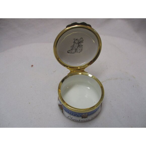 Enamel Box, Halcyon Days, Christmas 1986, Snuff Pill Jewelry Trinket English - Picture 6 of 7